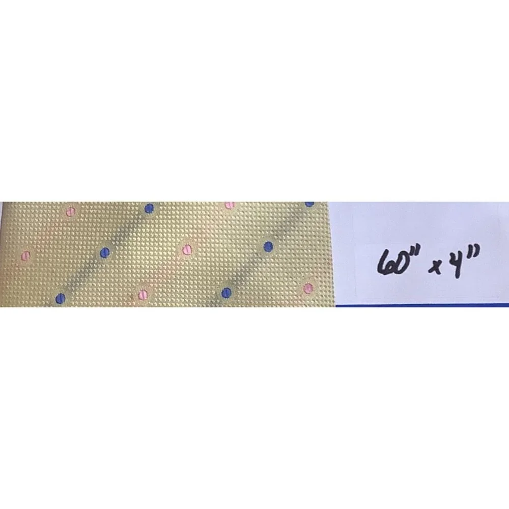 Burberry Yellow with Blue and Pink Polka Dots 100% Silk Designer Tie 60 inches - Picture 5 of 5